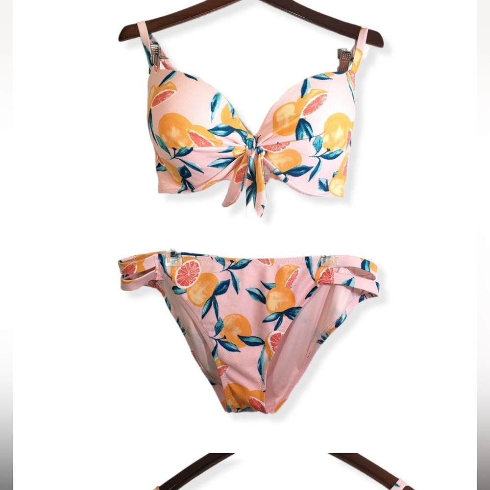 SHADE & SHORE, TARGET Women's 38 DD Pink, Green, Orange Bikini Swimwear NWT